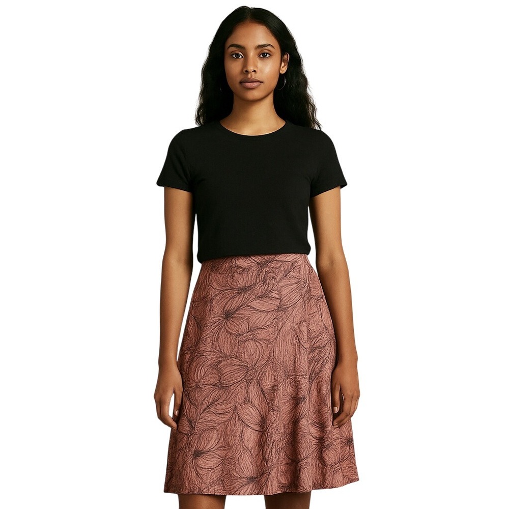 PERUVIAN CONNECTION x VINTAGE Pima Cotton A-Line Midi Skirt Boho Cottagecore